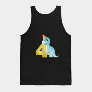 4th Birthday Cute Little Dinosaur Tank Top